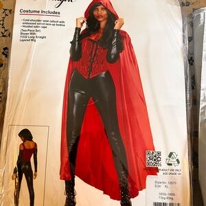 Red Hooded Cape Costume for Teen/Adults